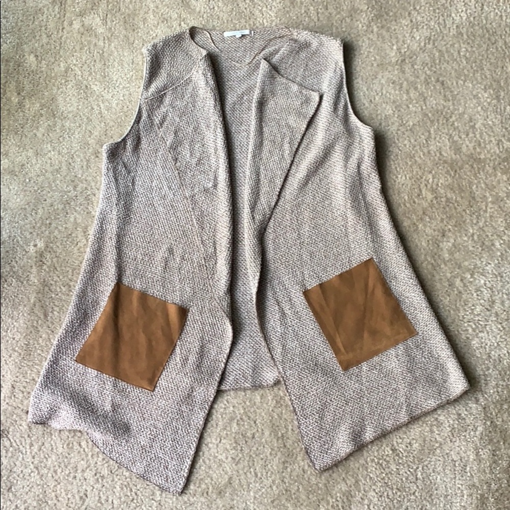 Sweater Vest with Suede Pockets
